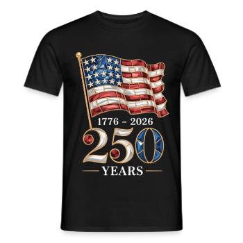 USA Flagge 250 Jahre Jubiläum - Männer T-Shirt - Schwarz - Vorne - AI Model Male 178 light (178cm)