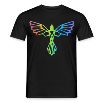 The flight of the multicolored bird - Men's T-Shirt - black - Front - AI Model Male 178 light (178cm)