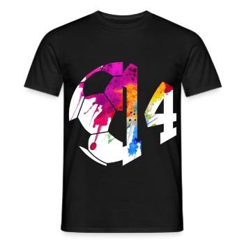 NON. 14 FOOTBALLEUR NUMÉRO 14 FOOTBALL 14E ANNIVERSAIRE - T-shirt homme - noir - Devant - AI Model Male 178 light (178cm)