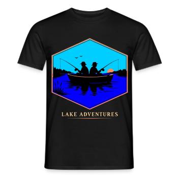 Angeln Abenteuer See Boot - Männer T-Shirt - Schwarz - Vorne - AI Model Male 178 light (178cm)