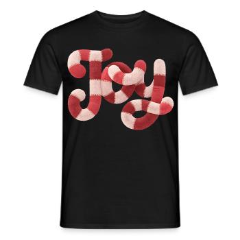 Weihnachts JOY Typografie Rot Weiß Motiv - Männer T-Shirt - Schwarz - Vorne - AI Model Male 178 light (178cm)