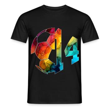 NR. 14 FUßBALLER NUMMER 14 FUßBALL 14. GEBURTSTAG - Männer T-Shirt - Schwarz - Vorne - AI Model Male 178 light (178cm)