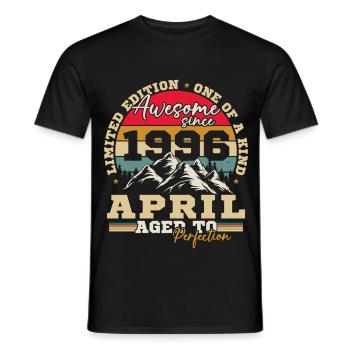 April 1996 Vintage-Geburtstagsgeschenk - Männer T-Shirt - Schwarz - Vorne - AI Model Male 178 light (178cm)