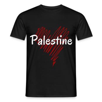 I love Palestine, heart Palestine - Men's T-Shirt - black - Front - AI Model Male 178 light (178cm)