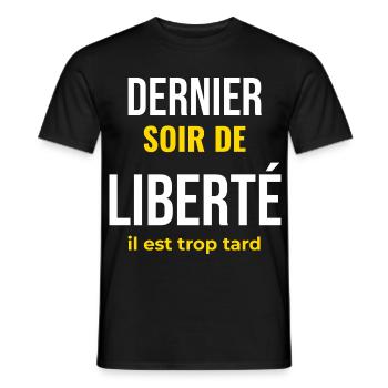 Dernier Soir de Liberté — EVG Humour - T-shirt homme - noir - Devant - AI Model Male 178 light (178cm)