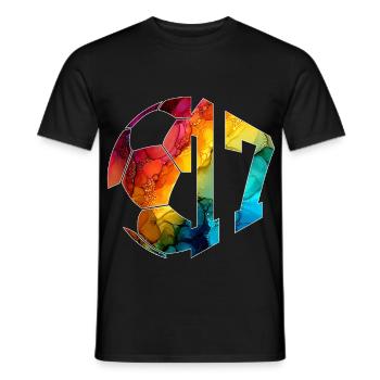 NON. 17 FOOTBALLEUR NUMÉRO 17 FOOTBALL 17E ANNIVERSAIRE - T-shirt homme - noir - Devant - AI Model Male 178 light (178cm)