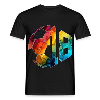 NON. 18 FOOTBALLEUR NUMÉRO 18 FOOTBALL 18E ANNIVERSAIRE - T-shirt homme - noir - Devant - AI Model Male 178 light (178cm)