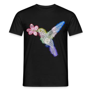 Zentangle-Kolibri mit Blume - Männer T-Shirt - Schwarz - Vorne - AI Model Male 178 light (178cm)