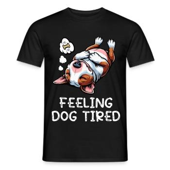 Feeling Dog Tired Miniatur Bullterrier Bully  - Männer T-Shirt - Schwarz - Vorne - AI Model Male 178 light (178cm)
