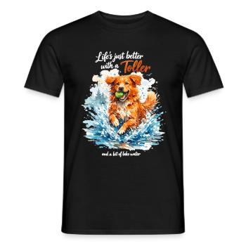Nova Scotia Watercolor: Life's Better with a Toller - Men's T-Shirt - black - Front - AI Model Male 178 light (178cm)