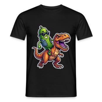 Un concombre aigre chevauche un dinosaure - T-shirt homme - noir - Devant - AI Model Male 178 light (178cm)