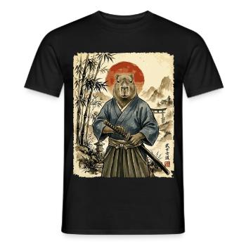 Samurai, Capybara, Japanische Kunst, Anime - Männer T-Shirt - Schwarz - Vorne - AI Model Male 178 light (178cm)