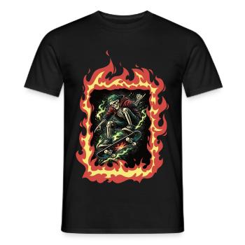 Skateboard Squelette Flames - T-shirt homme - noir - Devant - AI Model Male 178 light (178cm)