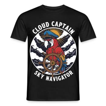 Parrot Captain Cloud Sky Navigator - Men's T-Shirt - black - Front - AI Model Male 178 light (178cm)