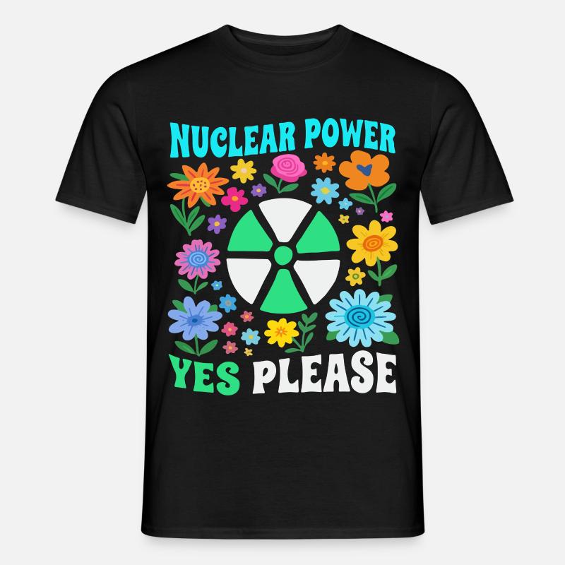 Atomkraft ja bitte mit Blumen - Männer T-Shirt - Schwarz