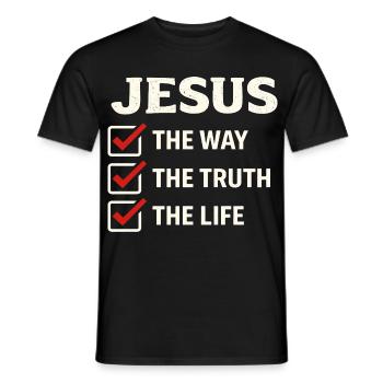 Verset biblique de Jésus, La voie de la vérité, la vie - T-shirt homme - noir - Devant - AI Model Male 178 light (178cm)