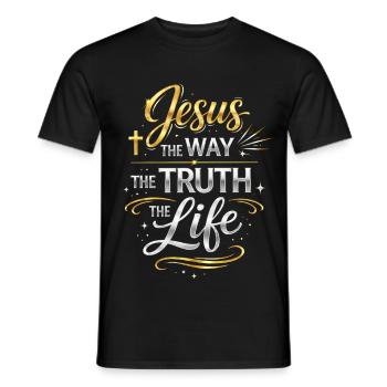 Verset biblique de Jésus, La voie de la vérité, la vie - T-shirt homme - noir - Devant - AI Model Male 178 light (178cm)