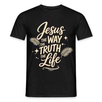 Verset biblique de Jésus, La voie de la vérité, la vie - T-shirt homme - noir - Devant - AI Model Male 178 light (178cm)