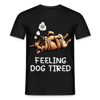 Fatigué par le chien Berger Belge Malinois - T-shirt homme - noir - Devant - AI Model Male 178 light (178cm)