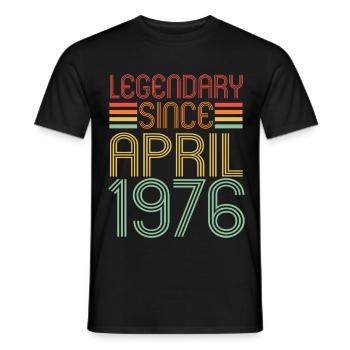 Légendaire depuis avril 1976, Rétro, anniversaire - T-shirt homme - noir - Devant - AI Model Male 178 light (178cm)