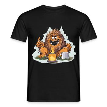Café Yéti avec Feuerlust - T-shirt homme - noir - Devant - AI Model Male 178 light (178cm)