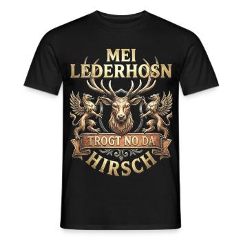 Trachtenshirt Herren Trachten T-Shirt Lederhose - Männer T-Shirt - Schwarz - Vorne - AI Model Male 178 light (178cm)