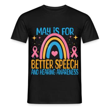 Mai est pour une meilleure prise de conscience de la parole et de l’audition - T-shirt homme - noir - Devant - AI Model Male 178 light (178cm)