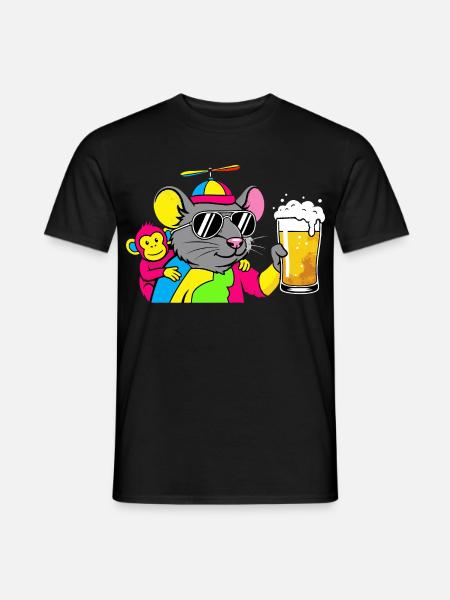 Party Mouse with Beer - Men's T-Shirt - black