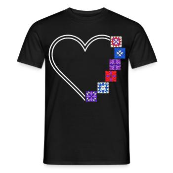 Quilting Passion | Cœurs et Blocs de Patchwork - T-shirt homme - noir - Devant - AI Model Male 178 light (178cm)