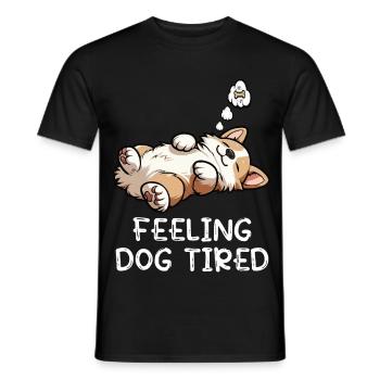 Se sentir fatigué par le chien Corgi Corgi - T-shirt homme - noir - Devant - AI Model Male 178 light (178cm)