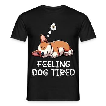 Se sentir fatigué par le chien Corgi Corgi - T-shirt homme - noir - Devant - AI Model Male 178 light (178cm)