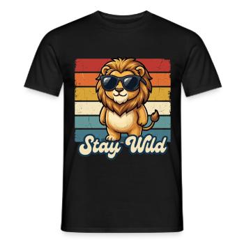 Löwe Stay Wild Kinder Shirt Lustig Geschenk - Männer T-Shirt - Schwarz - Vorne - AI Model Male 178 light (178cm)