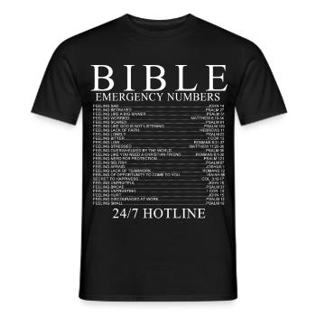 Bible Emergency Numbers Shirt - Men's T-Shirt - black - Front - AI Model Male 178 light (178cm)