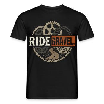 Vélo de gravier Bikepacking tout-terrain - T-shirt homme - noir - Devant - AI Model Male 178 light (178cm)