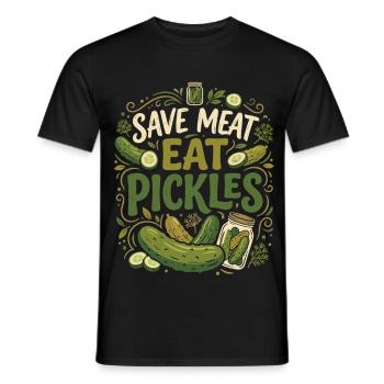 Lustiger Gurken Spruch Save Meat Eat Pickles - Männer T-Shirt - Schwarz - Vorne - AI Model Male 178 light (178cm)