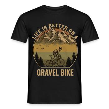 Gravel Bike Mountains Aventure à vélo rétro - T-shirt homme - noir - Devant - AI Model Male 178 light (178cm)