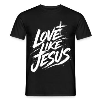 T-shirt Jésus : Amour comme Jésus Cadeau chrétien - T-shirt homme - noir - Devant - AI Model Male 178 light (178cm)