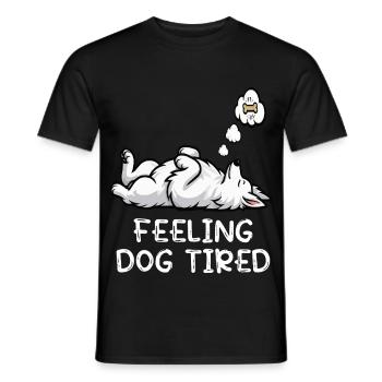 Feeling Dog Tired White Shepherd Dog - Men's T-Shirt - black - Front - AI Model Male 178 light (178cm)