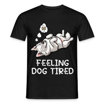 Feeling Dog Tired White Shepherd Dog - Men's T-Shirt - black - Front - AI Model Male 178 light (178cm)