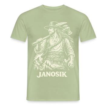 Janosik, polnische Hochlandlegende - Männer T-Shirt - Sage - Vorne - AI Model Male 178 light (178cm)