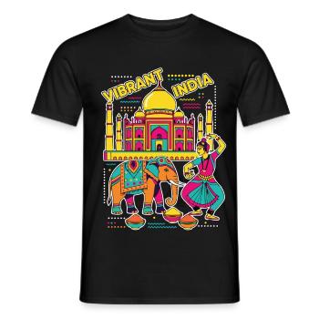 Vibrant India Taj Mahal - Men's T-Shirt - black - Front - AI Model Male 178 light (178cm)