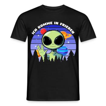 ich komme in frieden - alien - Männer T-Shirt - Schwarz - Vorne - AI Model Male 178 light (178cm)