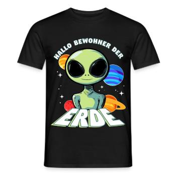 Hallo Bewohner der Erde Alien - Männer T-Shirt - Schwarz - Vorne - AI Model Male 178 light (178cm)