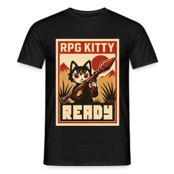 RPG Kitty Ready Poster - Men's T-Shirt - black - Front - AI Model Male 178 light (178cm)