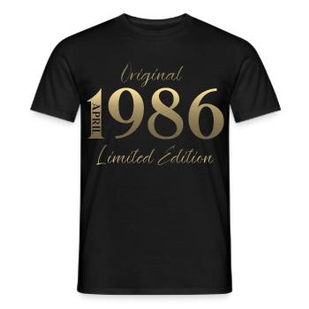 Cadeau du 40e anniversaire Mari Original avril 1986 - T-shirt homme - noir - Devant - AI Model Male 178 light (178cm)