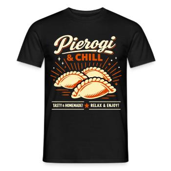 Pierogi & Chill: Retro Dumplings Vintage Design - Men's T-Shirt - black - Front - AI Model Male 178 light (178cm)