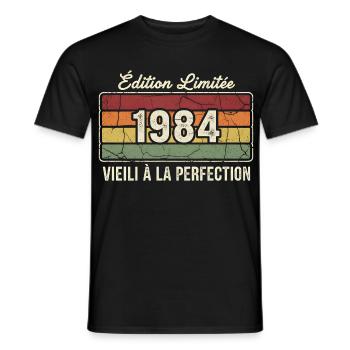 Edition Limitée 1984 Vieil À Perfection - T-shirt homme - noir - Devant - AI Model Male 178 light (178cm)