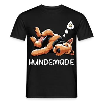 Hundemüde Airedale Terrier Airedales Airedale hund - Männer T-Shirt - Schwarz - Vorne - AI Model Male 178 light (178cm)