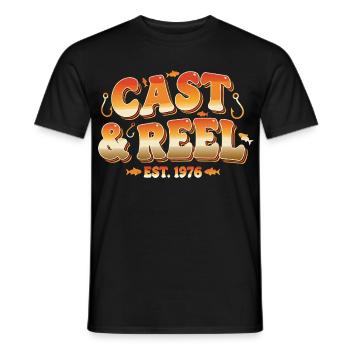 Cast Reel Est 1976 - Männer T-Shirt - Schwarz - Vorne - AI Model Male 178 light (178cm)