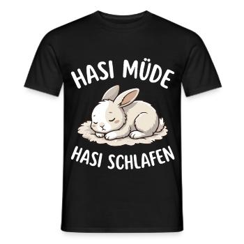 Hasi müde Hasi schlafen  - Männer T-Shirt - Schwarz - Vorne - AI Model Male 178 light (178cm)